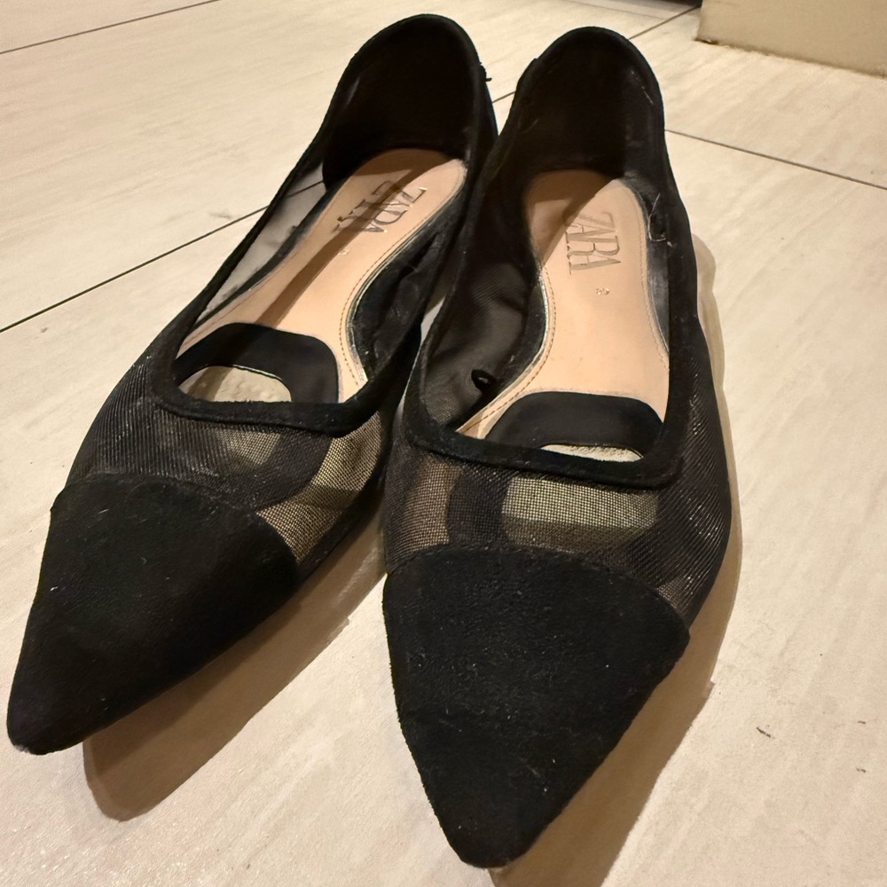 Zara Black Mesh Women's Loafers